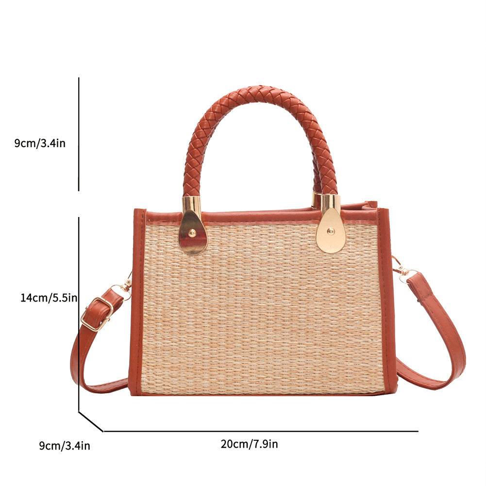 Textured Woven Contrast Color Portable Shoulder Bag