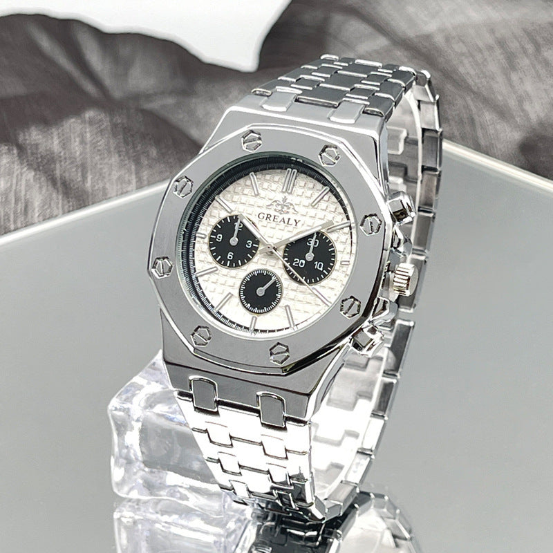 Men's And Women's Same Steel Belt Quartz With Calendar Waterproof Couple's Watch