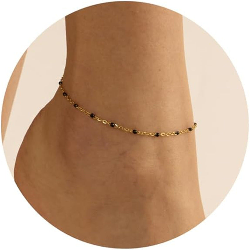 Oil Dripping Bead Herringbone Chain Anklet