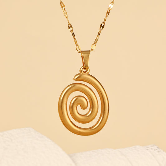 Stainless Steel Plated With 18k Gold, Creative And Versatile Geometric Vortex Necklace