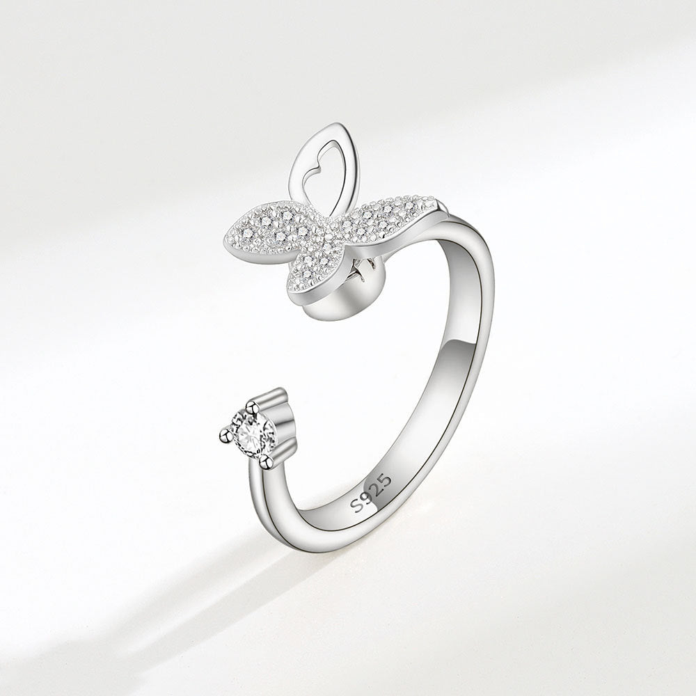 S925 Sterling Silver New Style Butterfly Ring Adjustable