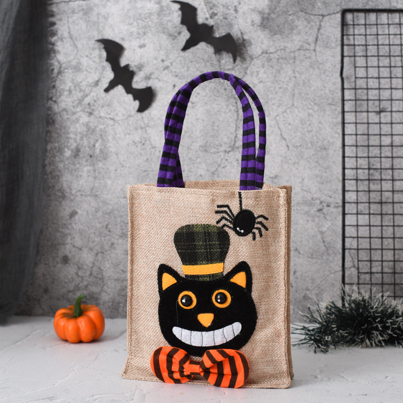 Halloween Candy Tote Bag For Kids Funny Creative Witch Skull Pumpkin Gift Handbag