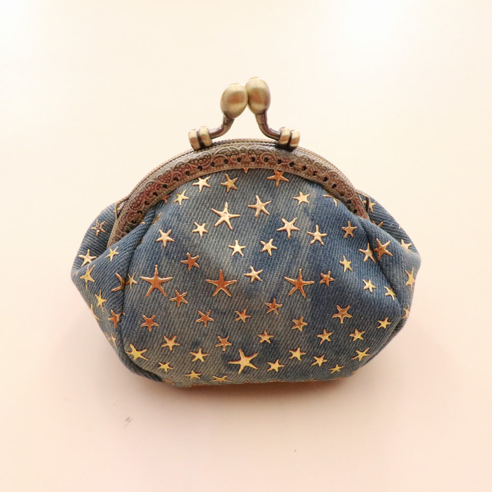 Denim Cloth Vintage Handmade Women's Hand-held Coin Purse