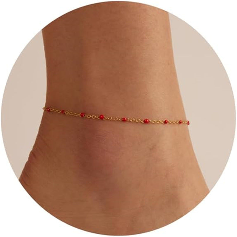 Oil Dripping Bead Herringbone Chain Anklet