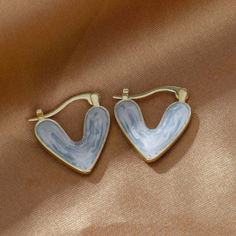 Minimalist Heart-shaped Drop Glazed Earrings