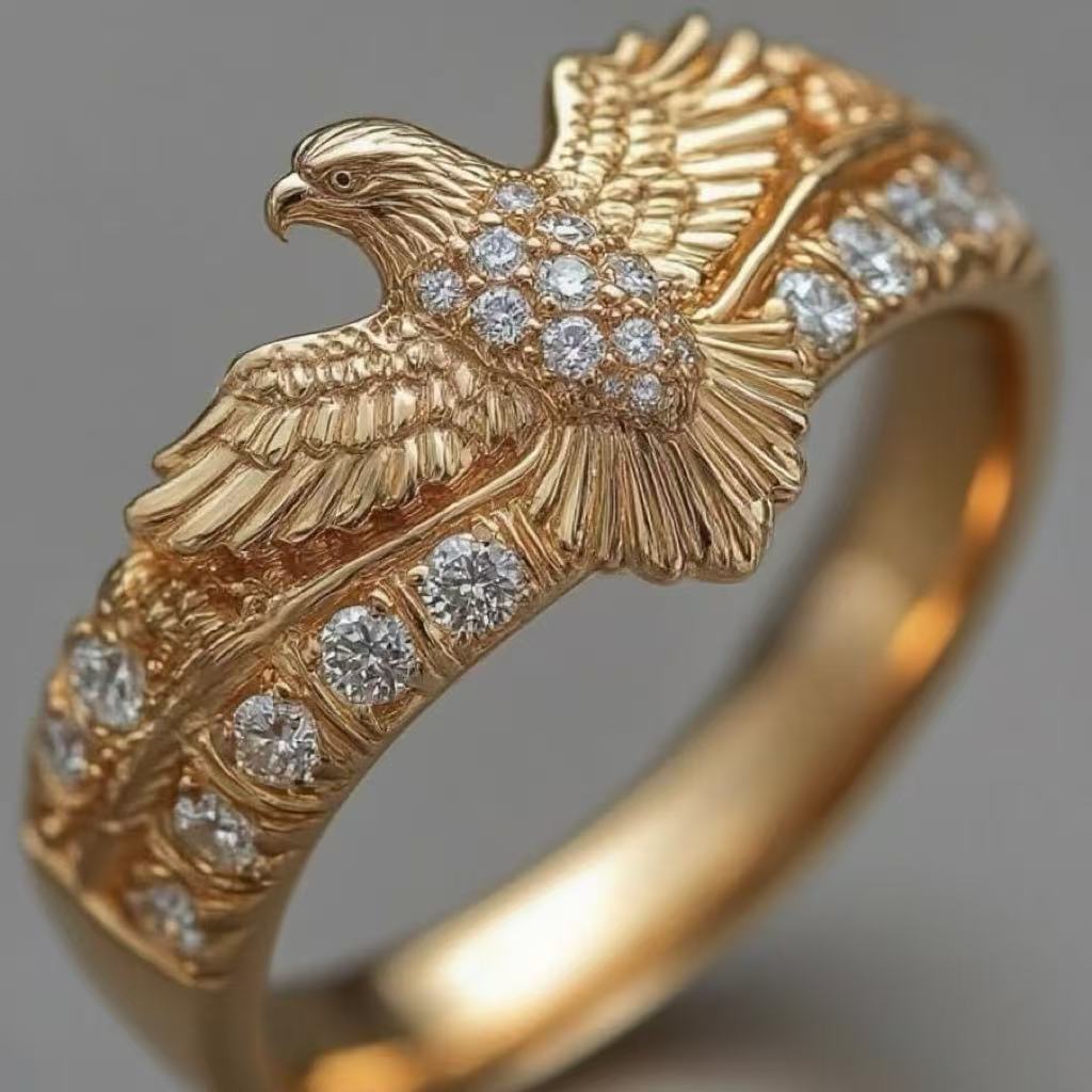 Golden Eagle-wing Ring, Minimalist And Versatile