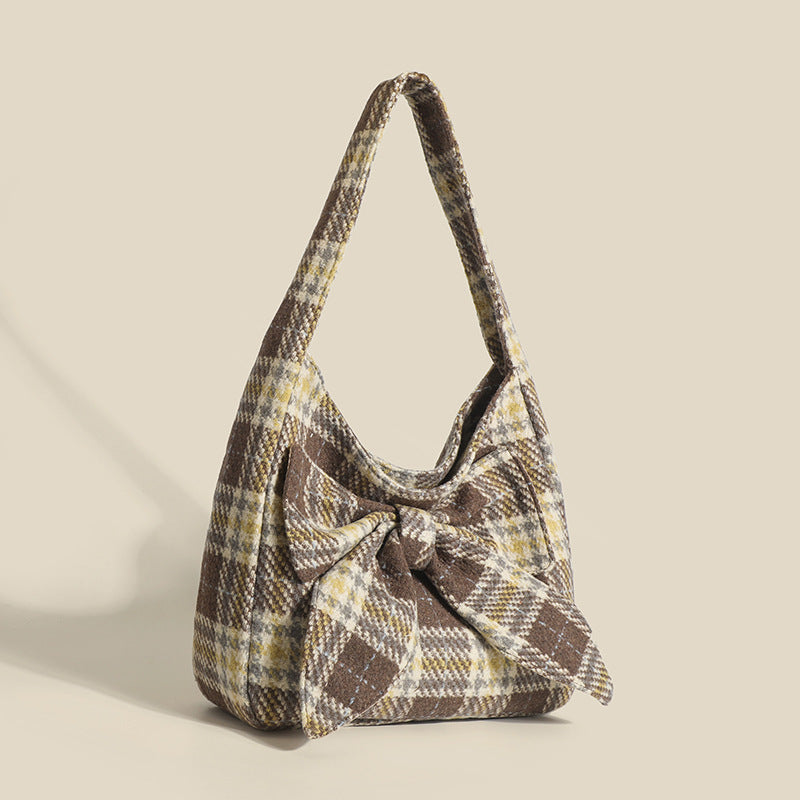 Plaid One-shoulder Simple Underarm Commute Tote Bag