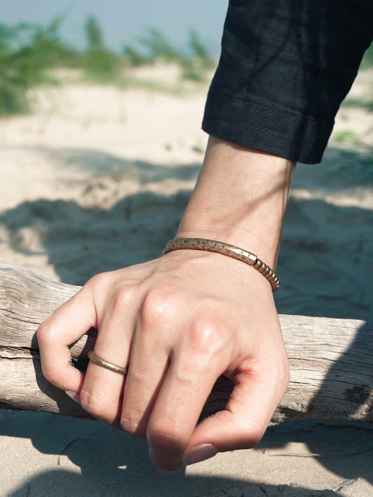 Vintage Brass Beads Simple Metal Bracelet