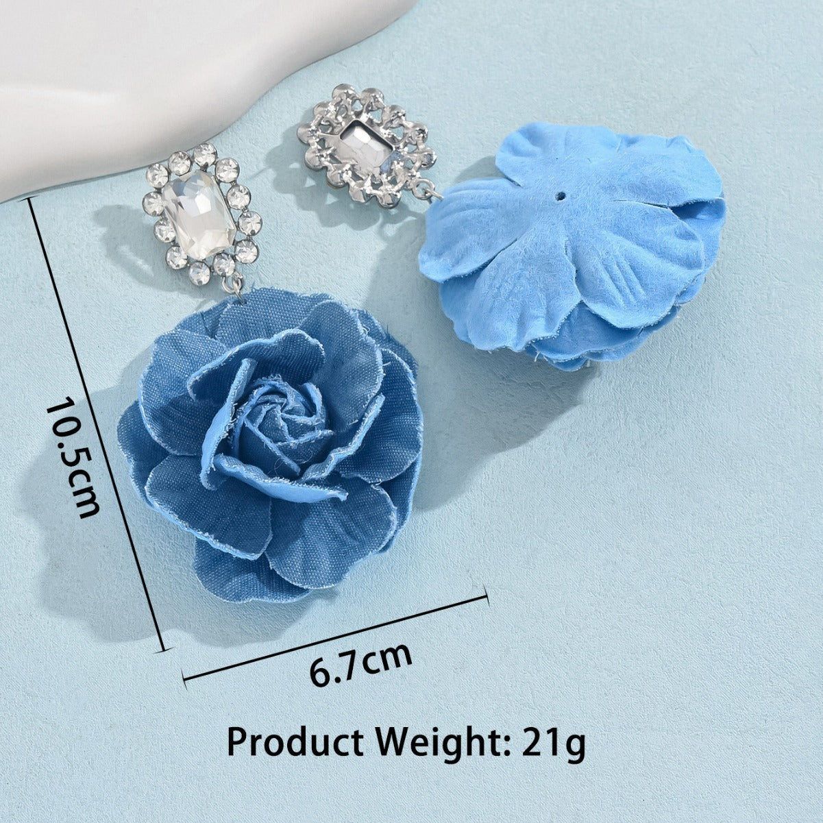 Fashion Vintage Denim Flower Pendant Earrings