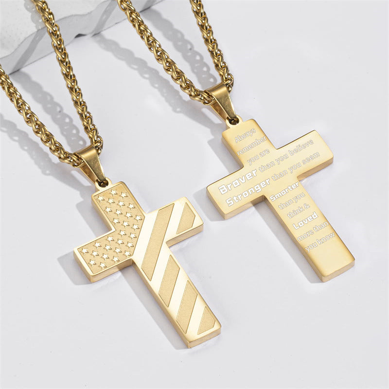 Cross Flag Necklace Letters High Sense Hip Hop