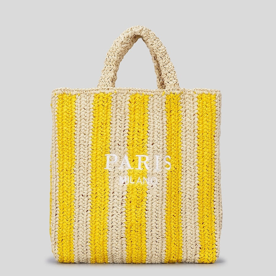 Striped Hand-woven Straw Bag