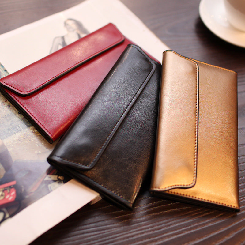 Leather Buckle Simple Business Cowhide Thin Wallet