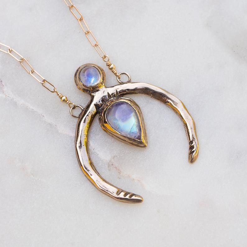 Vintage Bohemian Moonstone Necklace