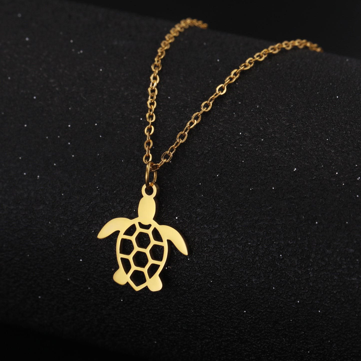 Stainless Steel Hollow Single Hole Turtle Pendant Necklace