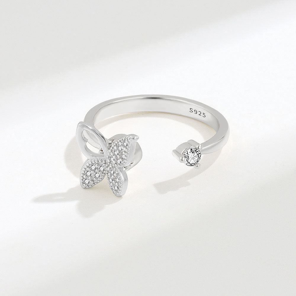 S925 Sterling Silver New Style Butterfly Ring Adjustable