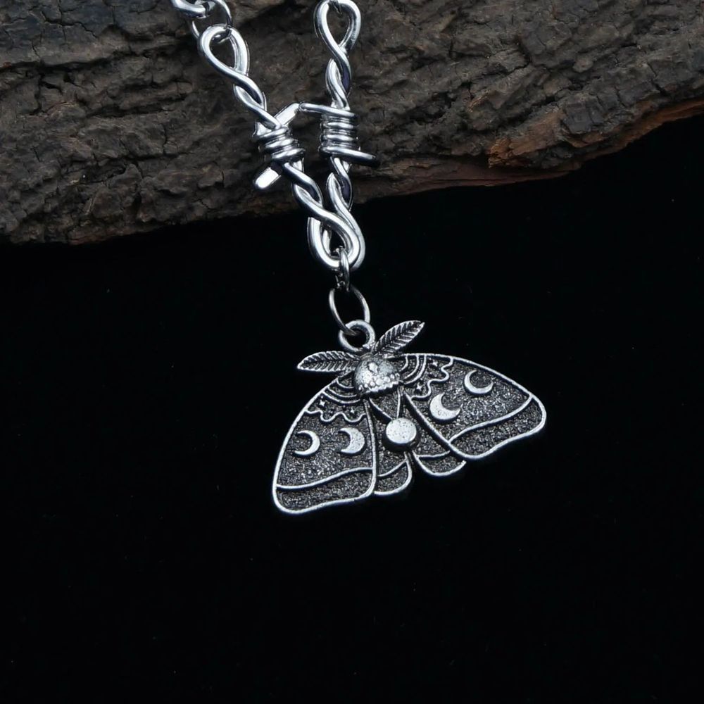 Gothic Style Death Moth Necklace