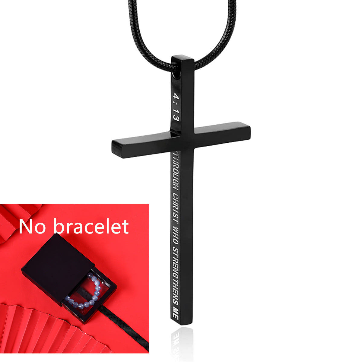 Personalized Men's Cross Pendant Snake Bones Chain Stainless Steel Necklace