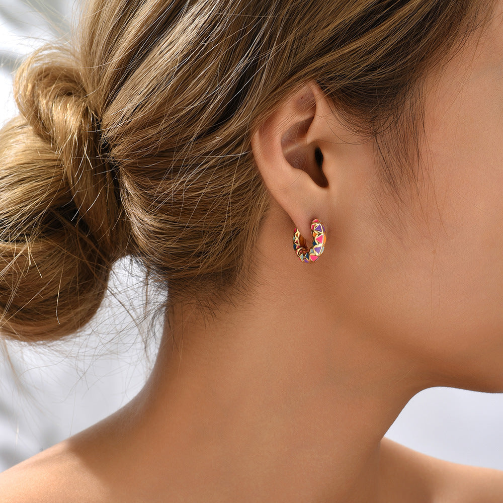 Cute Multi color hoop Earrings