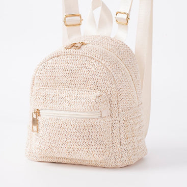 Ethnic Minorities Double Layer Zipper Casual Cool Straw Backpack