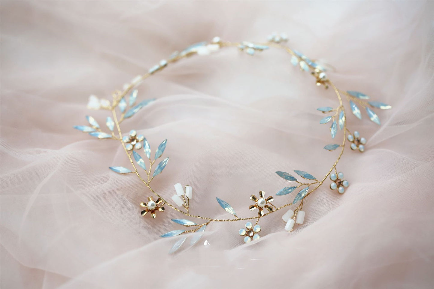 Pearl Copper Flower Golden Self-directed Hairband