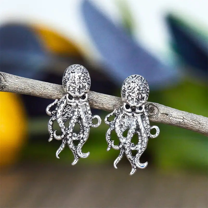 Retro Octopus Wearable Stud Earrings