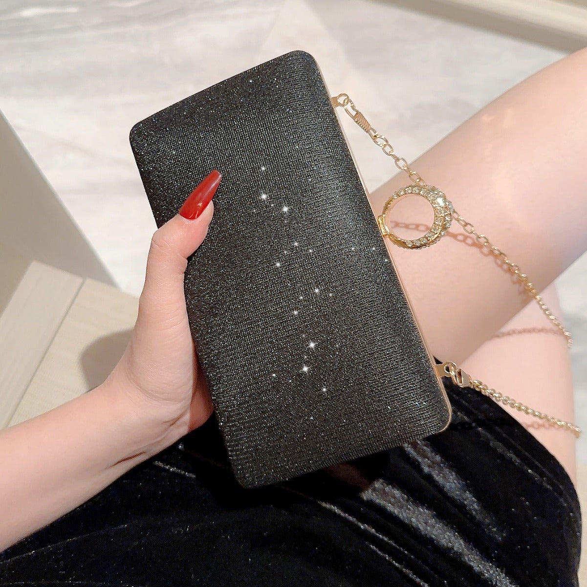 Rhinestone Ring Shiny Wallet