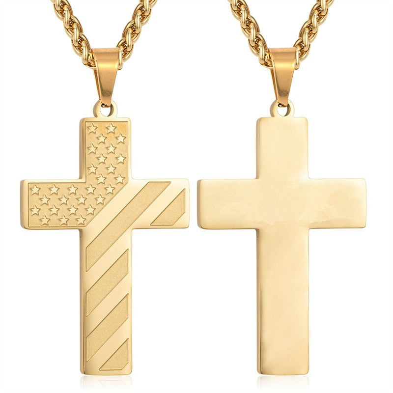 Cross Flag Necklace Letters High Sense Hip Hop