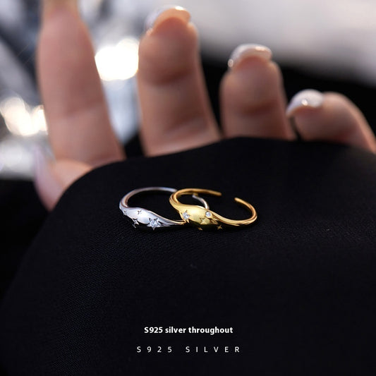 S925 Silver Simple Ring Female Special-interest Design French Oval XINGX Forefinger Ring