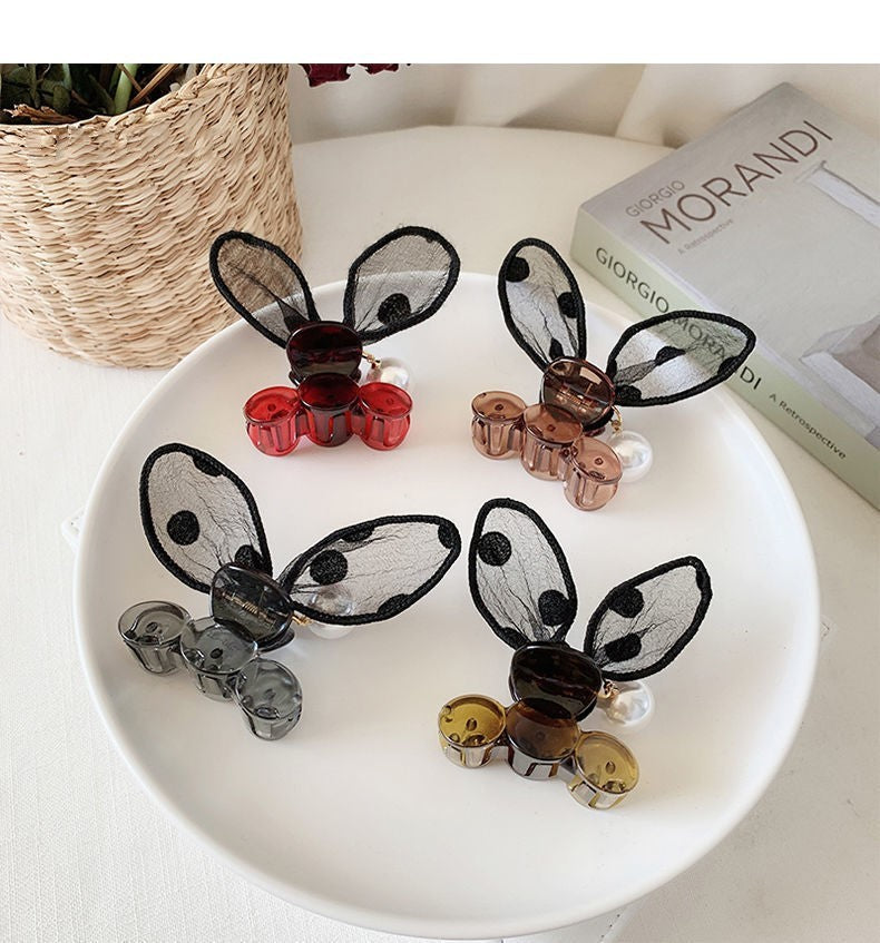 Polka Dot Lace Rabbit Ears Hair Clip