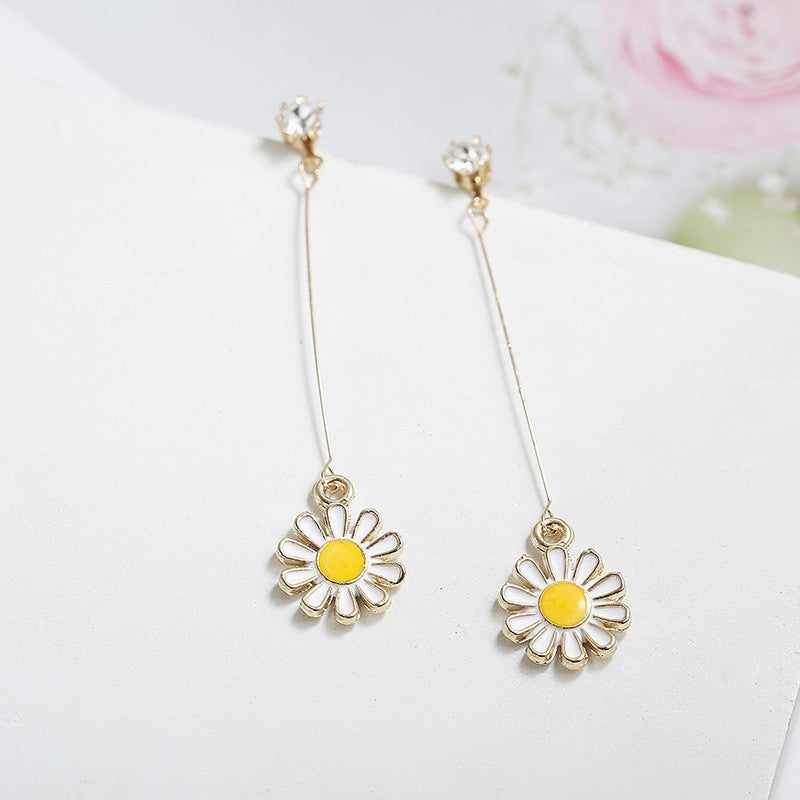 Summer Fresh And Versatile Colorful Daisy Flower Earrings