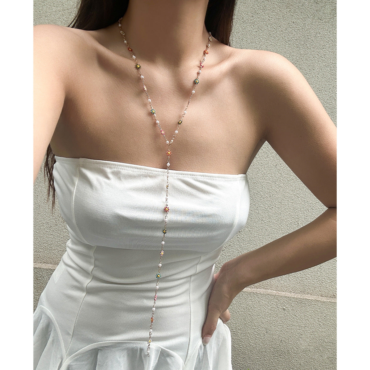 Sweet Tridimensional Metal Copper Clavicle Chain Necklace