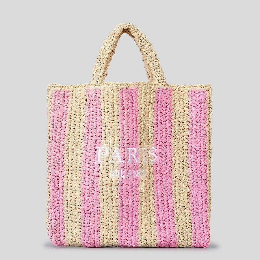 Striped Hand-woven Straw Bag