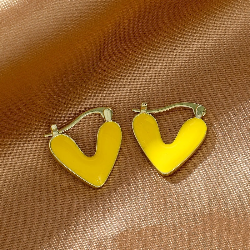 Minimalist Heart-shaped Drop Glazed Earrings