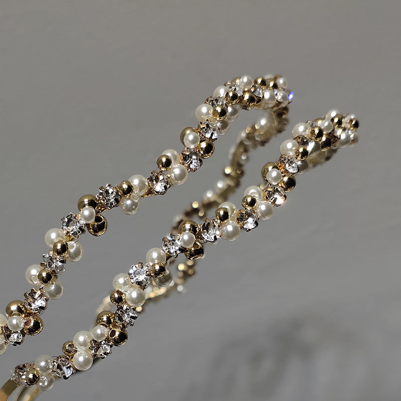 Metal Simple Pearl Rhinestone Headband