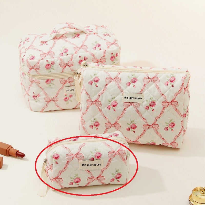 Bow Cotton Makeup Bag