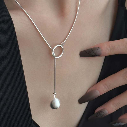 Ins Round Ball Ring Long Necklace