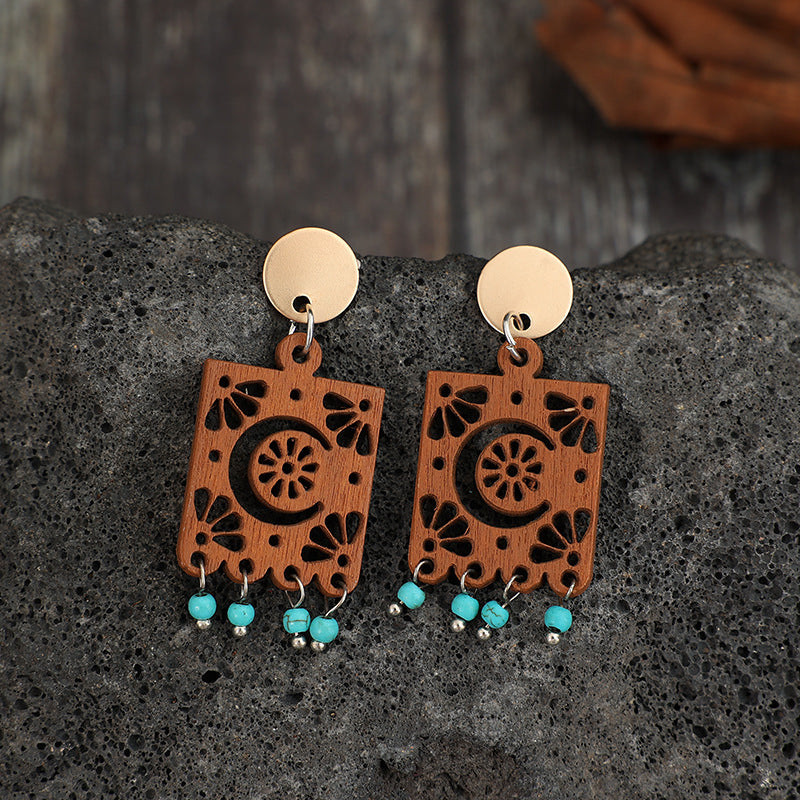 Geometric Hollow Wooden Earrings