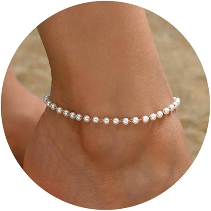 Oil Dripping Bead Herringbone Chain Anklet