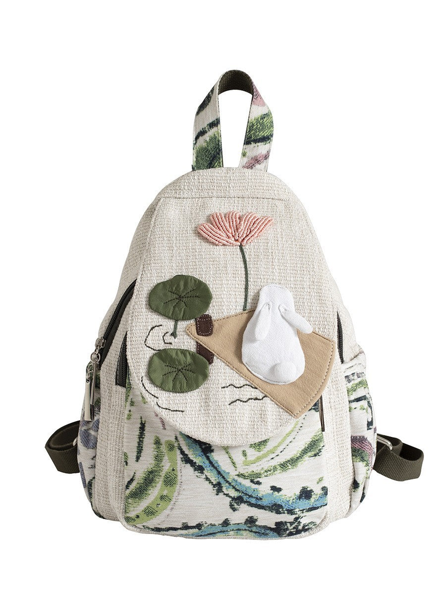 Fabric Backpack Multi-compartment Versatile Casual Bag