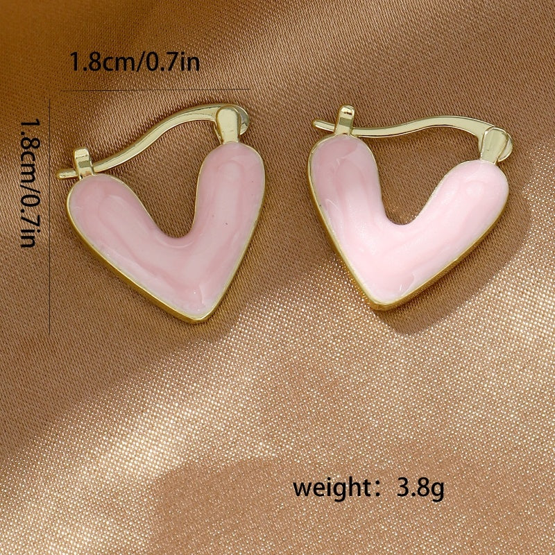 Minimalist Heart-shaped Drop Glazed Earrings