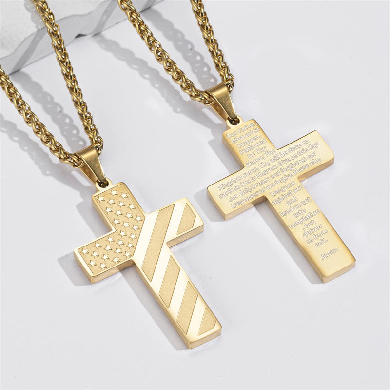 Cross Flag Necklace Letters High Sense Hip Hop