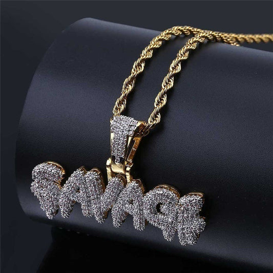 Creative Bubble Letter SAVAGE Pendant Necklace