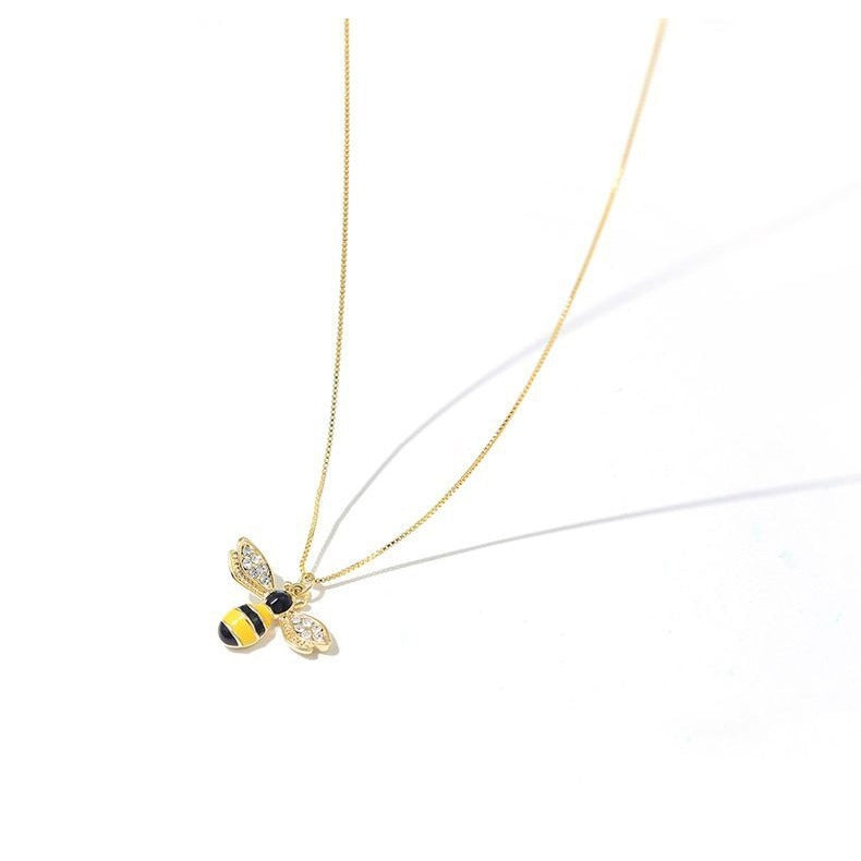 Bee Zircon Drip Glazed Pendant Necklace