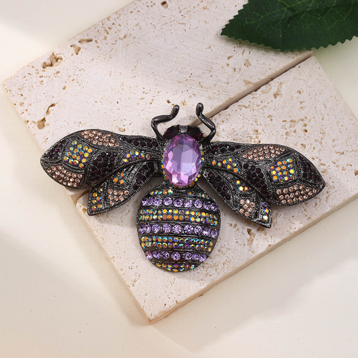 Antique Style Fully-jeweled Crystal Bee Brooch