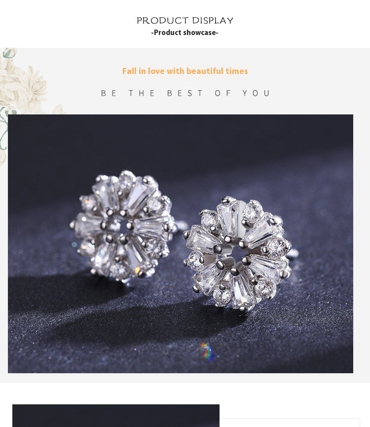 S925 Silver Flower Stud Earrings