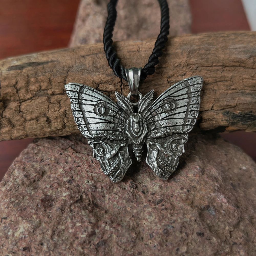 Gothic Style Death Moth Necklace