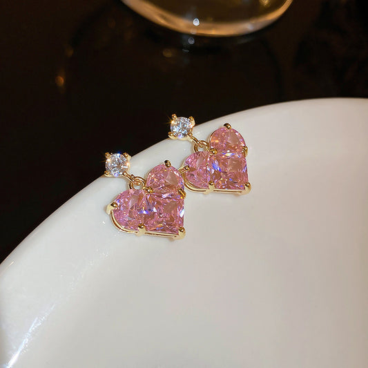 Heart-shaped Zircon Stud Earrings