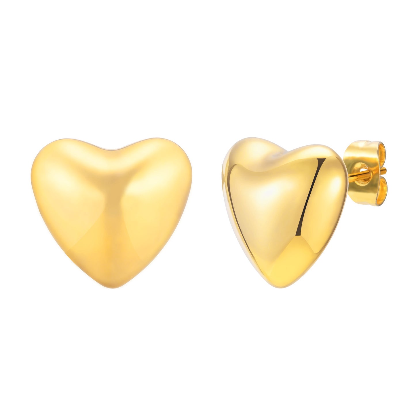 Stainless Steel Heart 18K Gold Stud Earrings