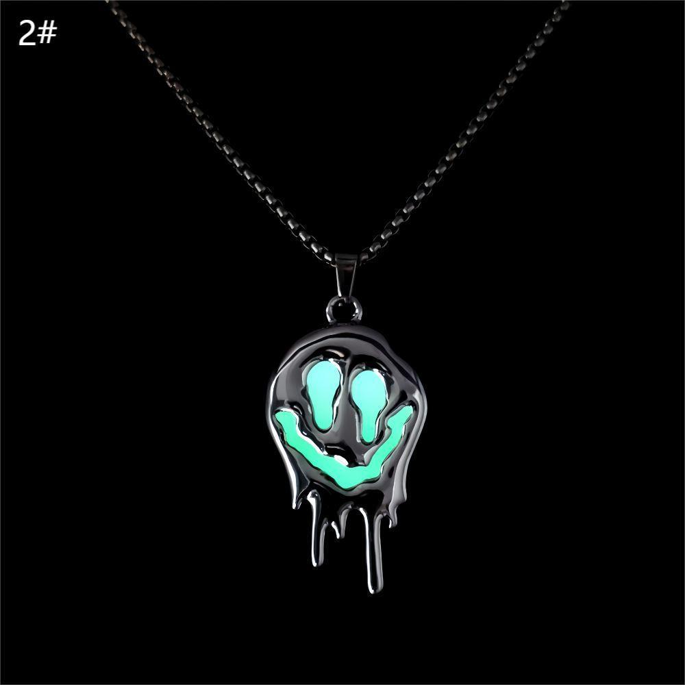 Zinc Alloy Noctilucent Halloween Ghost Glowing Grimace Pendant Necklace