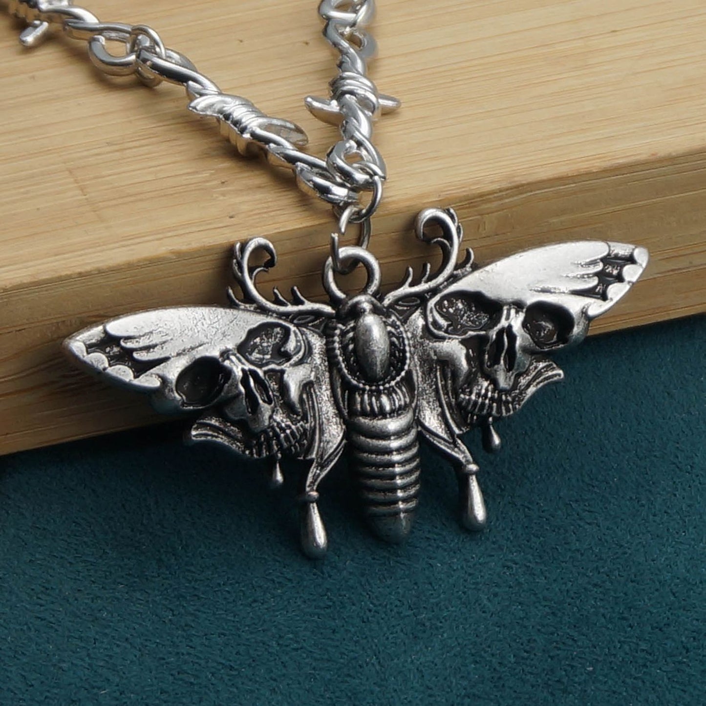 Gothic Style Death Moth Necklace